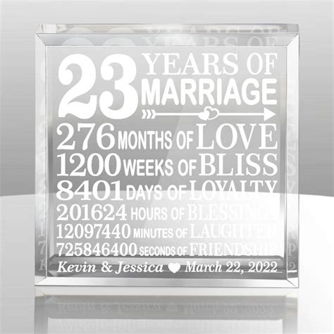 PERSONALIZED-23 Years of Marriage Engraved Acrylic Keepsake and ...