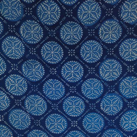 Pre-Cut 1.5 Meters Pure Cotton Indigo With Chakra Grid Hand Block Prin ...