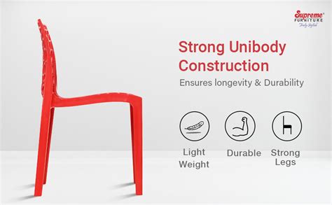 Supreme Web Plastic Chairs for Home, Outdoor & Garden (Set of 4, Coke ...