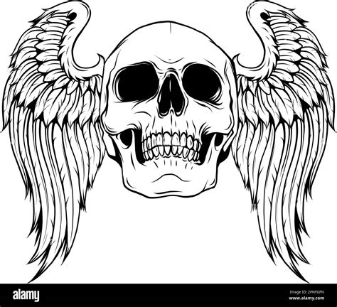 Skull Wings Drawing Reaper Winged Vintage Engraved Woodcut Grim Skeleton Style Drawings Eagle ...