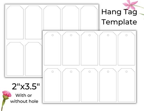 Printable Hang Tag Template Approx 2 X 3.5 / Blank Gift Tags / Create ...