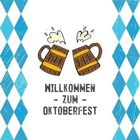 Oktoberfest 2022 Festiwal piwa Handdrawn Doodle elementy niemieckie ...