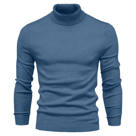 Juslio Men Sweater Pullovers Turtlenecks Solid High Neck Long Sleeve ...