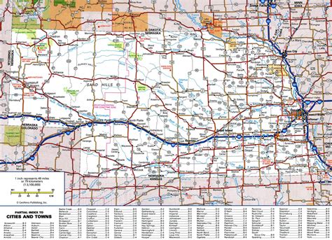 Large detailed roads and highways map of Nebraska state with all cities ...