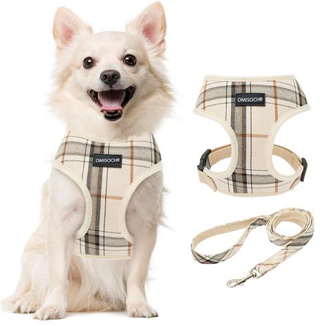 Small Dog Harness and Leash Set - No Pull Plaid Cute Dog Vest Harness ...
