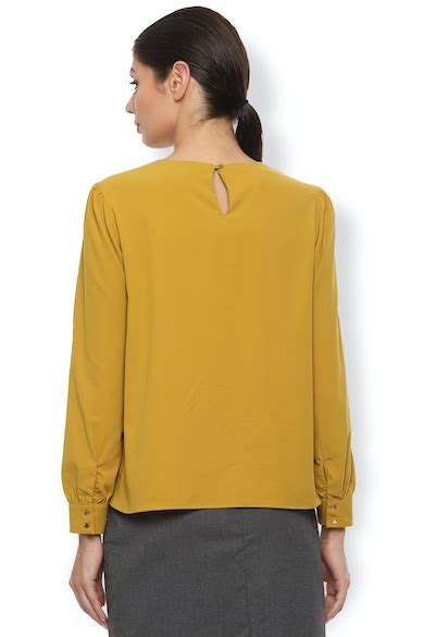 Buy Women Yellow Solid Formal Round Neck Top Online - 573551 | Van Heusen