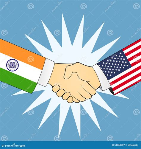 United States and India Handshake Stock Vector - Illustration of united ...