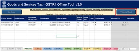 Validate Details Entered using Validate Sheet Button - GSTZen
