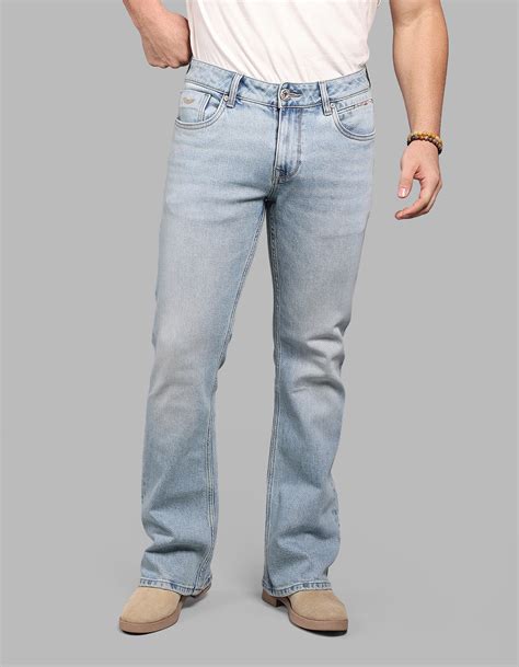 Light Blue Mid Rise Loose Boot Leg Stretch Jeans – ROOKIES