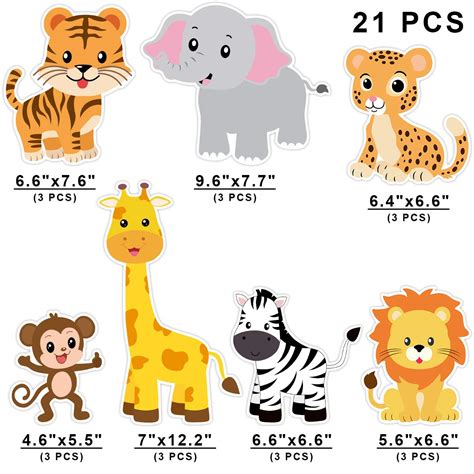 Zoo Animals Cutouts Safari Jungle Cut-Outs for Baby Shower Birthday ...