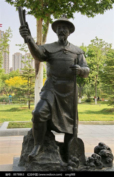 沧州历史名人展子虔铜雕像高清图片下载_红动中国