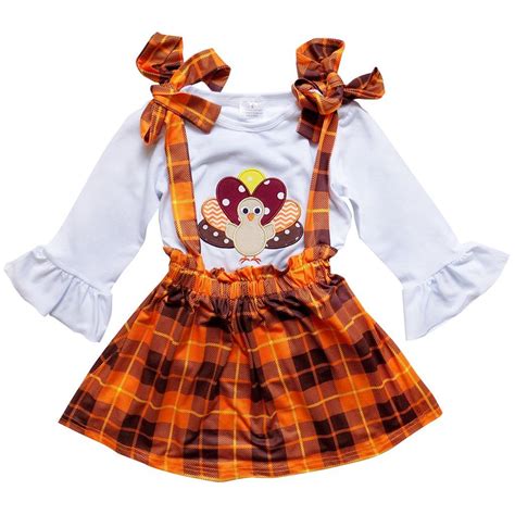 Turkey Plaid Suspender Set | Girls thanksgiving outfit, Toddler ...