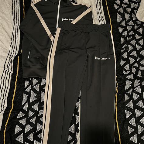 Palm angels tracksuit Grey Medium Open to offers - Depop