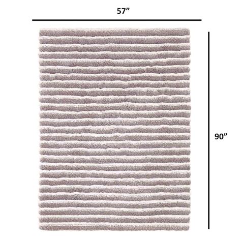 Microfiber Silver Striped High Low Area Rug 5x8 | At Home