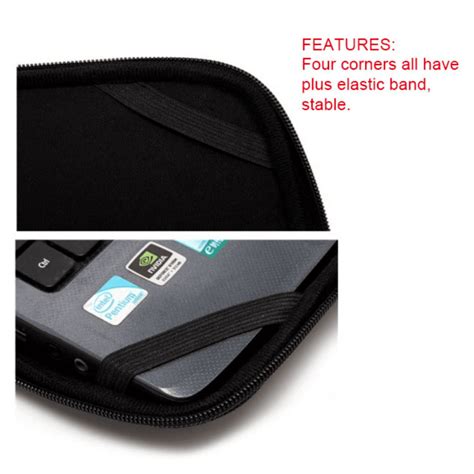 Neoprene padded zippered laptop sleeve w elastic bands on inside ...