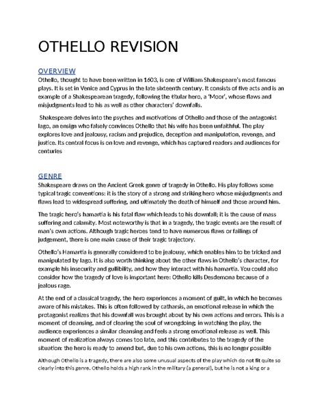 Othello (ENG 101) - Tragic Themes, Key Quotes, and Analysis Insight ...