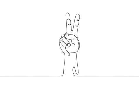 Linie Handgeste menschliche Hand mit Sieg zwei erhobenen Fingern Symbol ...