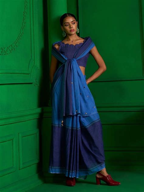 NIKITA RANAWAT IN INDIGO WHIMSY DENIM PRINT SAREE
