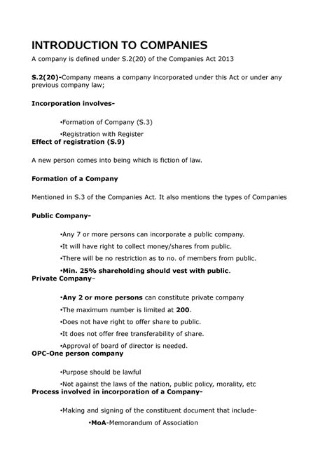 Companies Act - Previous Year Question Papers - INTRODUCTION TO ...