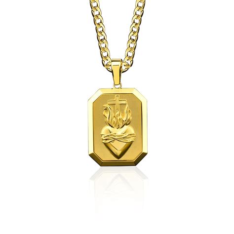 14k Gold Sacred Heart Necklace for Christian, Sacred Heart Personalized ...