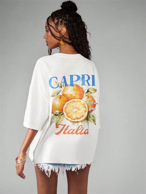 Oversize T-Shirt Fresh Juicy Capri Citrus Print｜MISSGUIDED