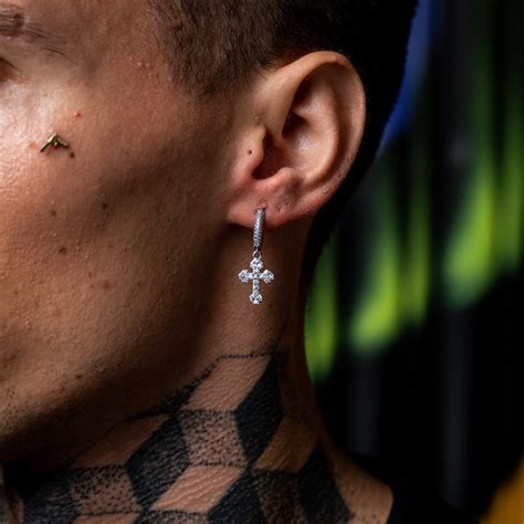 Micro Cross Hoop Earring – Drip Project