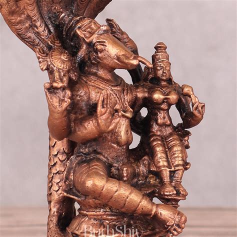 Copper Hayagriva Lakshmi Idol on Sheshnaag - 5.5 Inch – Budhshiv.com