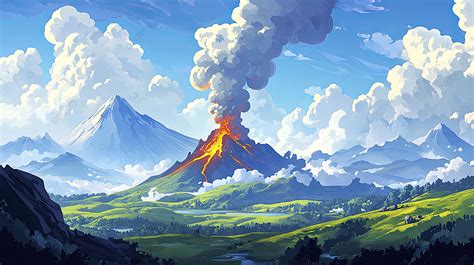 Image result for Exploding Volcano Landscape Simple
