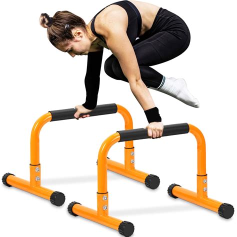 Buy Push Up Bar, 14'' High Steel Parallettes & Dip Bar with Full ...