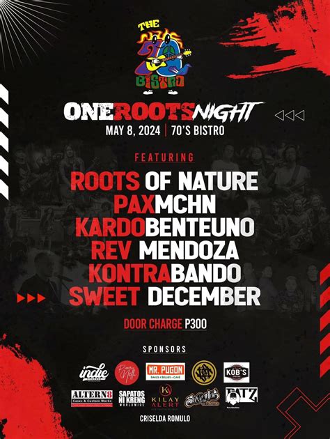 One Roots Night, The 70's Bistro, Quezon City, 8 May 2024 | AllEvents.in