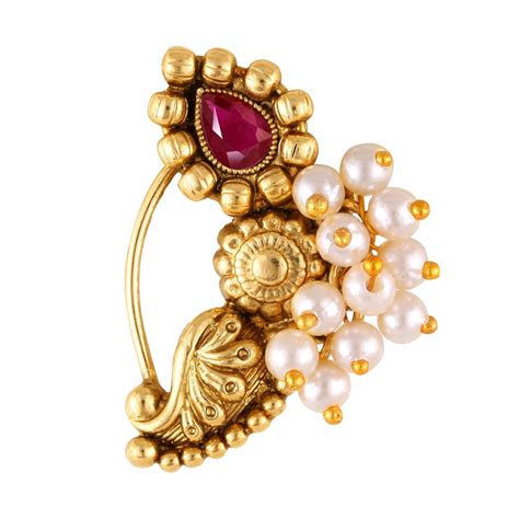 Buy Vighnaharta Gold Plated with Pearl Alloy and Artificial stone Non ...