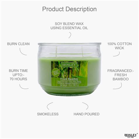 Buy HOSLEY Fresh Bamboo Scented Jar Candle from Hosley at just INR 600.0