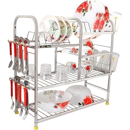 Buy SLIMSHINE Stainless Steel Kitchen Dish Rack | Plate Cutlery Stand ...
