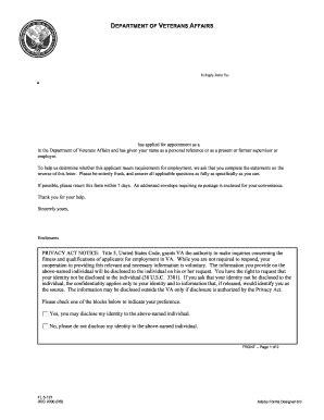 VA Employment Reference Form - Blank Fillable Template | Fill Out ...