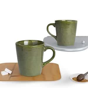 The Earth Store Pearl Studio Green Coffee Mug Set of 2 Ceramic Mugs to ...