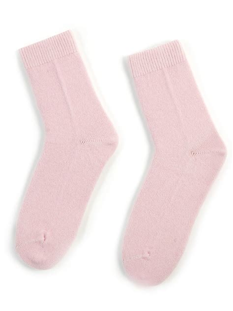 Women's Cashmere Trim Knit Socks Pink - Gobi Cashmere