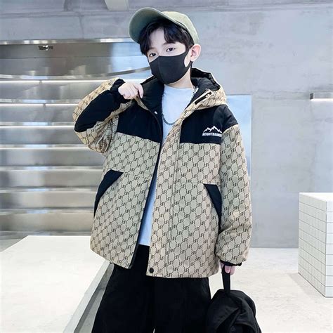 Shop Online Boys Khaki All-Over Print Full-Sleeve Jacket at ₹1997