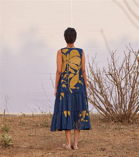 Sharbat cotton mul midi dress | blue | printed | midi dress | layered ...