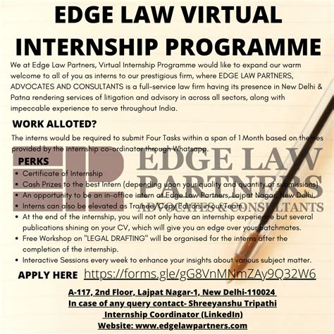 INTERNSHIP OPPORTUNITY AT EDGE LAW PARTNERS: APPLY NOW!!
