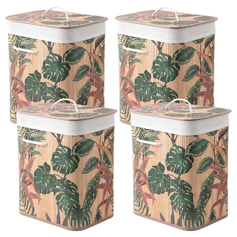 USHA SHRIRAM Foldable Bamboo Laundry Basket With Lid | Sustainable ...