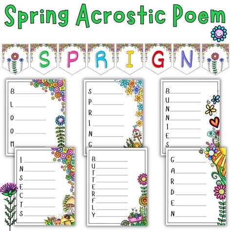 Spring acrostic poems, Poetry writing, Bulletin board decoration | Made ...