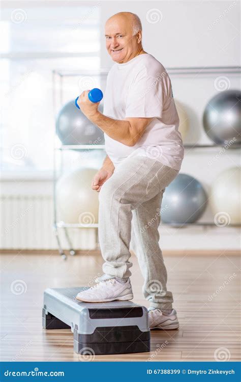Pleasant Senior Man Practicing Step Aerobics Stock Image - Image of dance, aged: 67388399