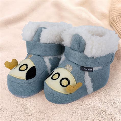 Shop Blue Submarine Velcro Warm Booties for Kids Online
