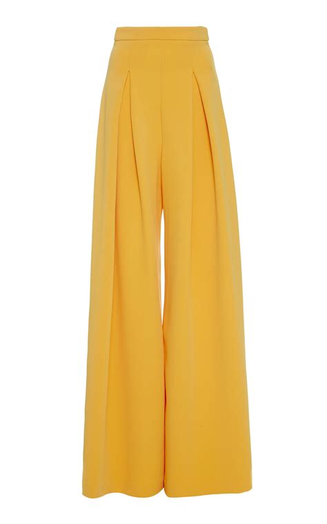 Christian Siriano Front-pleated Wide Leg Trouser In Yellow | ModeSens ...