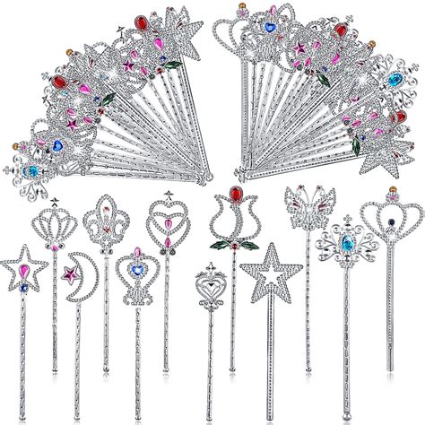 48 Pcs Princess Wand Plastic Scepter with Rhinestones Glitter Angel Wand Fairy Metallic Magic ...
