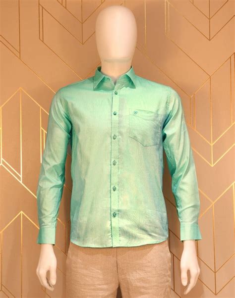 Light Green Colour Plain Pure Cotton Shirt – South India Shopping Mall