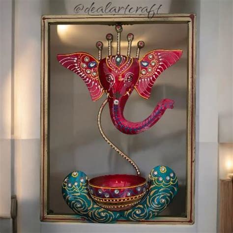 Buy Dealartcraft Metal Lord Ganesha Tealight Candle Holder with Frame ...