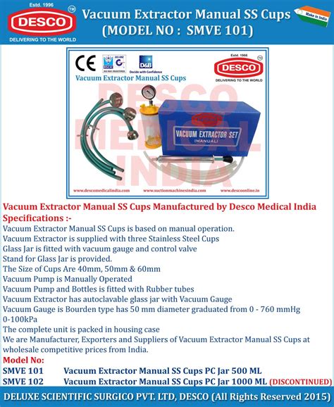 Vacuum Extractor Manual SS Cups Manufacturer and Exporter India | Desco