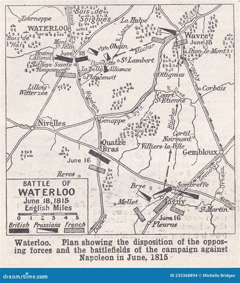 Battle of Waterloo Map, June 18th 1815. Editorial Stock Image ...