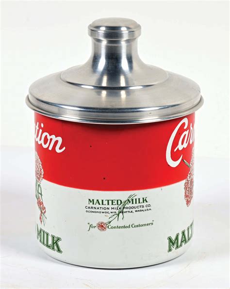 Lot Detail - CARNATION MALTED MILK PORCELAIN CONTAINER.